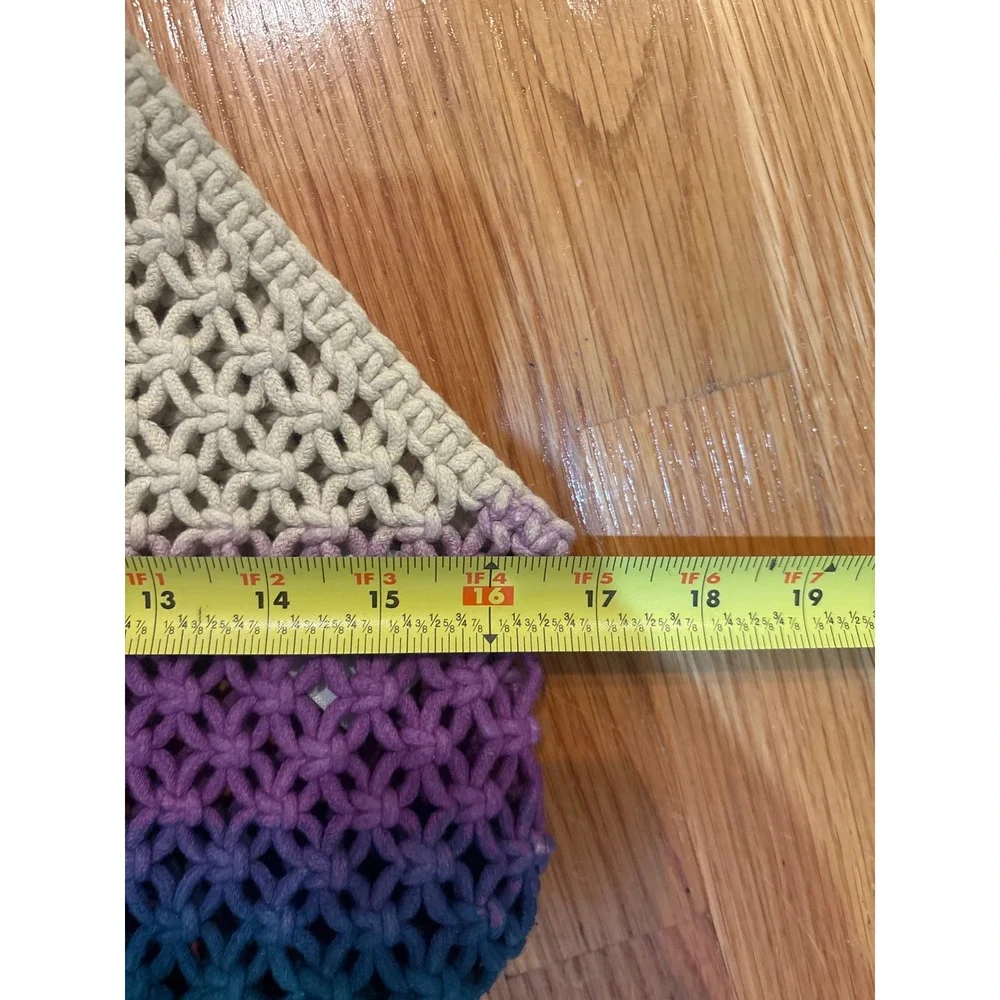 Urban Outfitters Macrame Ombre Tote‎ Bag Pink Purple Teal Cotton Boho Market Bag